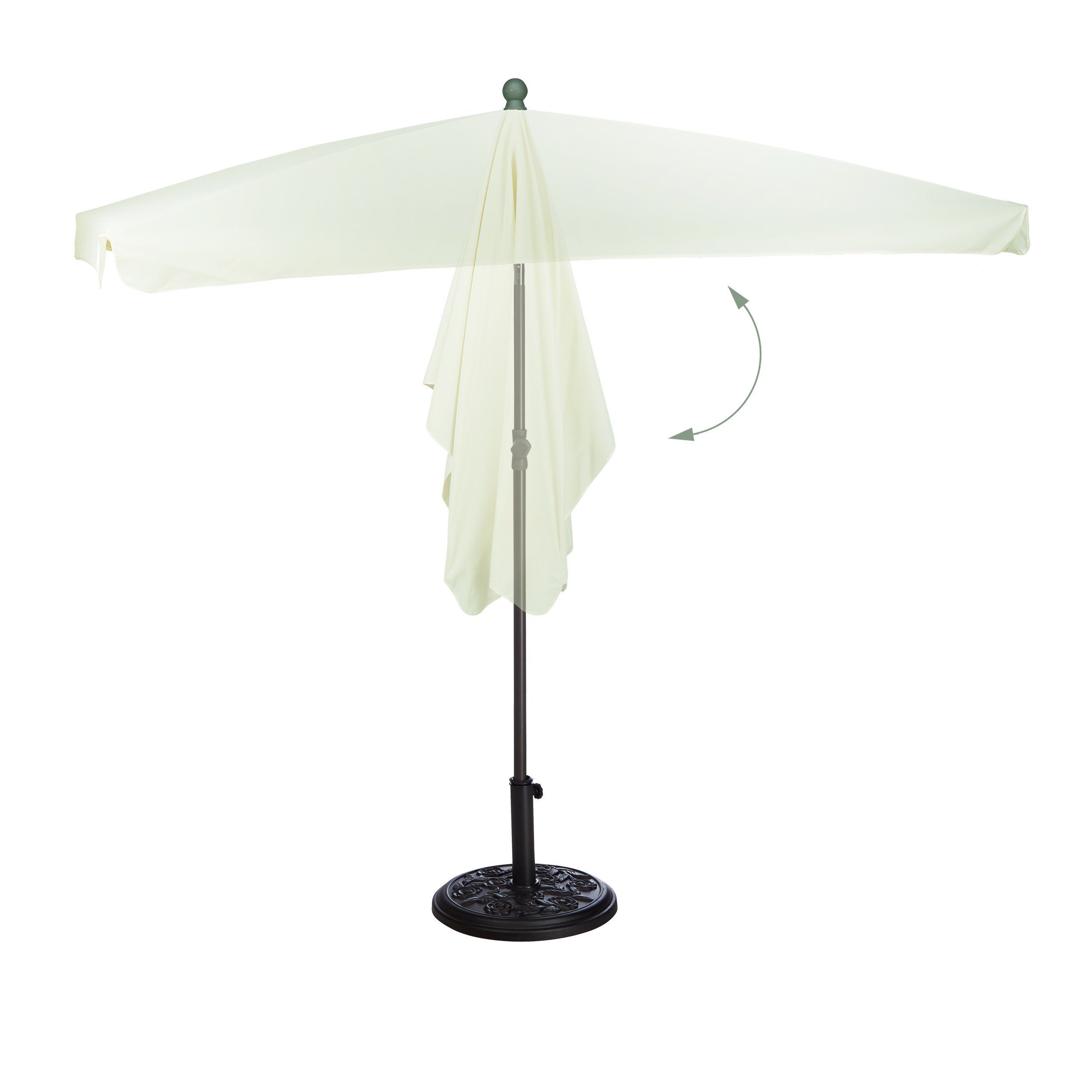 relaxdays Sonnenschirm Sonnenschirm rechteckig 200 x 120 cm, Natur