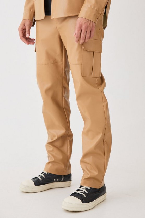 Fixed Waist Straight Leg Pu Utility Trouser