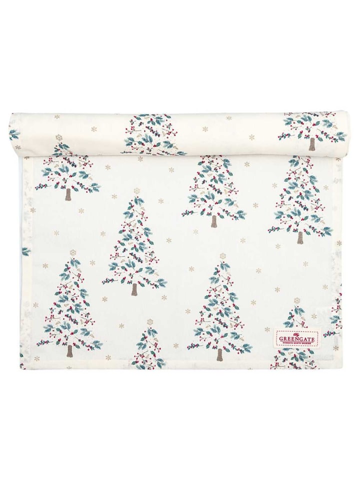 Greengate Tischläufer LUCIE XMAS Weiß mit Tannenbäumen günstig kaufen onesize
