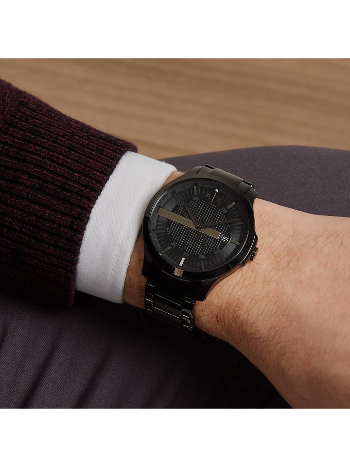 Armani Quartzuhr Hampton in Schwarz günstig kaufen M