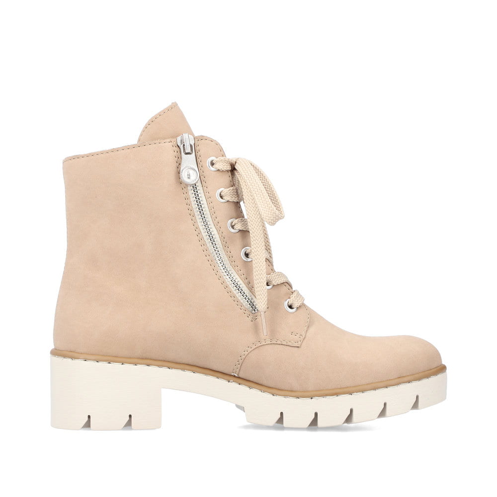 Rieker Damen Schnürstiefel cremebeige