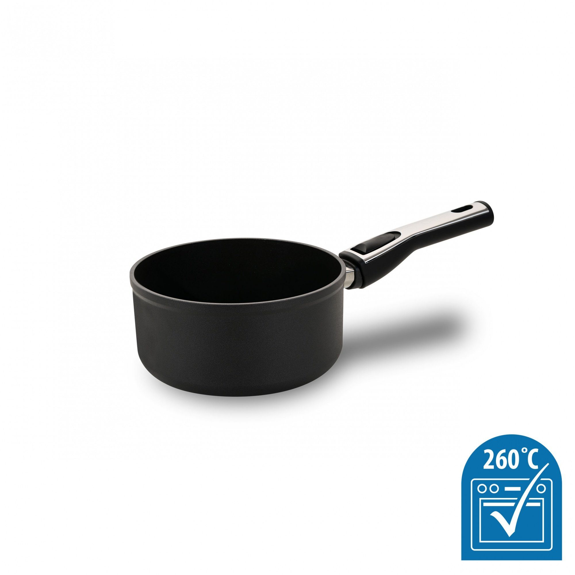 Genius Kasserolle Cerafit Plasma Stielkasserolle Ø 18 cm, Set 2-tlg., Aluminium, Edelstahl, Glas, Bakelit (Set, 1 Stielkasserolle 1 Deckel), Antihaft-Beschichtung, für alle Herdarten, induktionsgeeignet