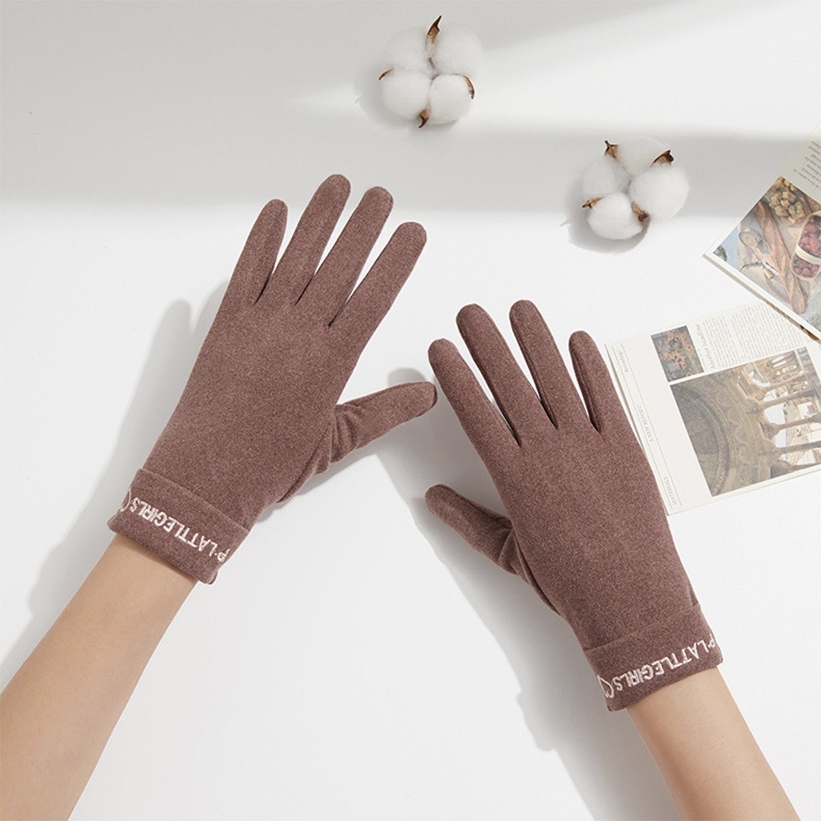 Rutaqian Strickhandschuhe 1 Paar Damen Winter Touchscreen Handschuhe Warm Fleece Gefüttert Warme Fingerhandschuhe für Damen Sport