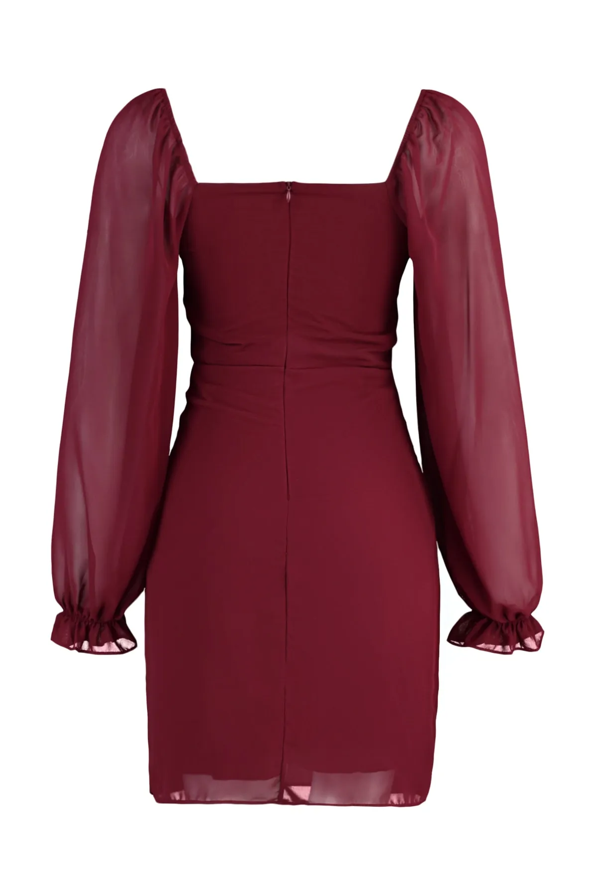Trendyol Collection  Burgunderfarbenes Webkleid mit herzförmigem Kragen TWOAW23EL01085