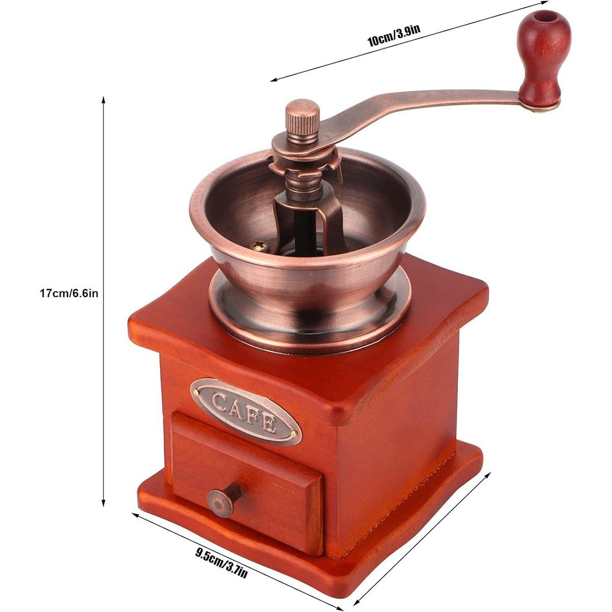 götäzer Kaffeemühle Kleine Handkurbel-Kaffeemühle Mahlwerk Bohnenmaschine, Retro-Stil, manuell, geeignet für Tropfkaffee-French-Press