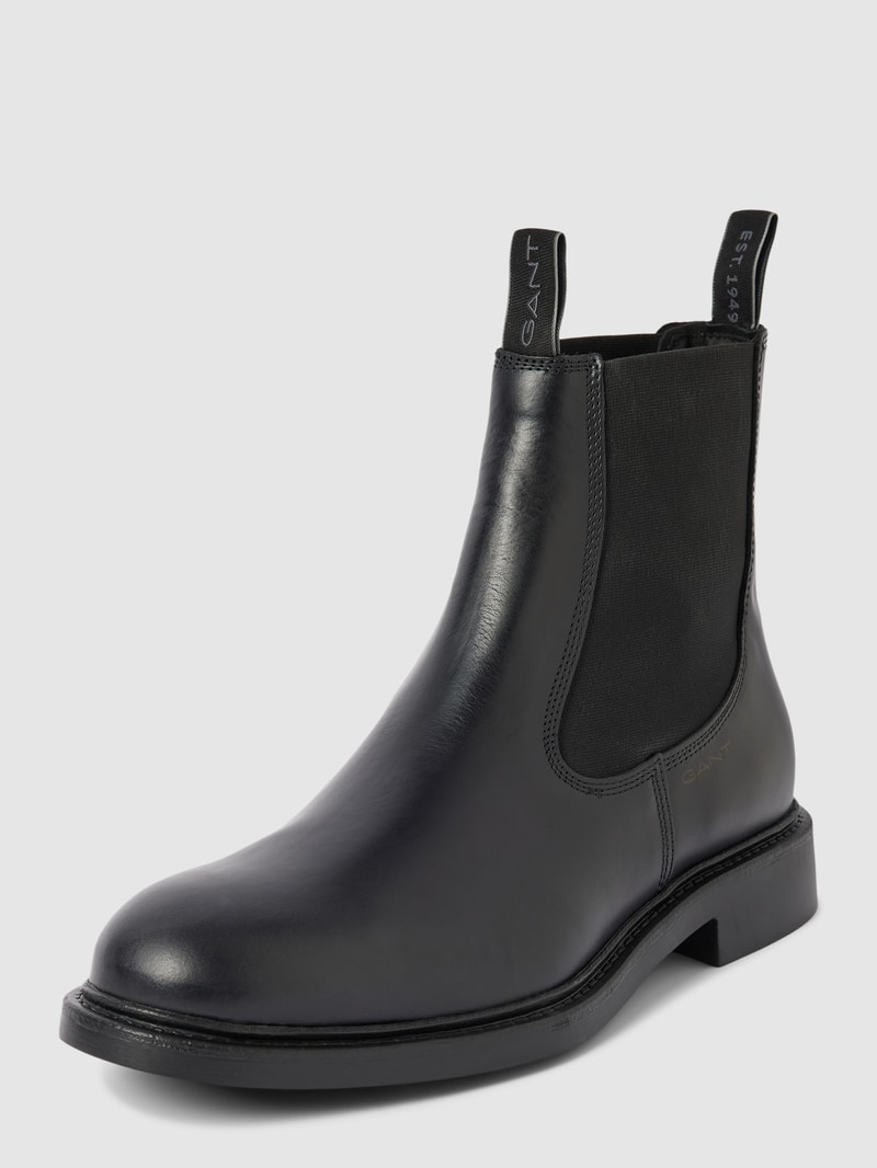 Chelsea Boots aus Leder mit Label-Details Modell 'Millbro' in schwarz