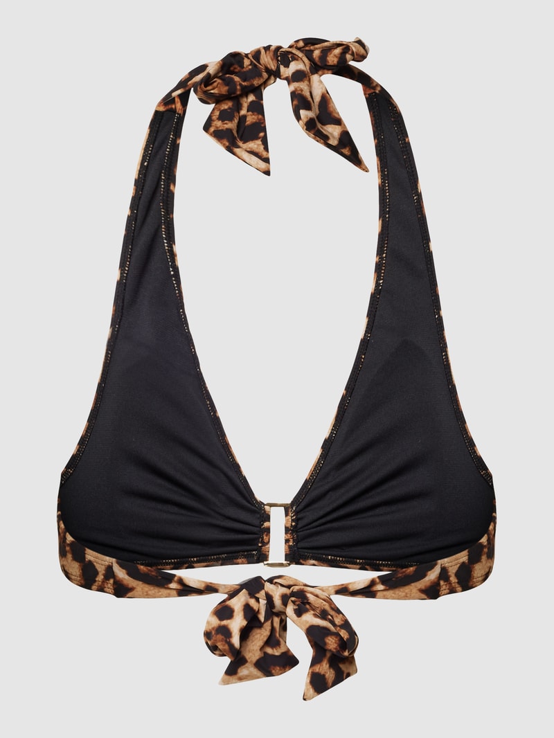 Bikini-Oberteil mit Schnürung Modell 'LEOPARD' in mittelbraun