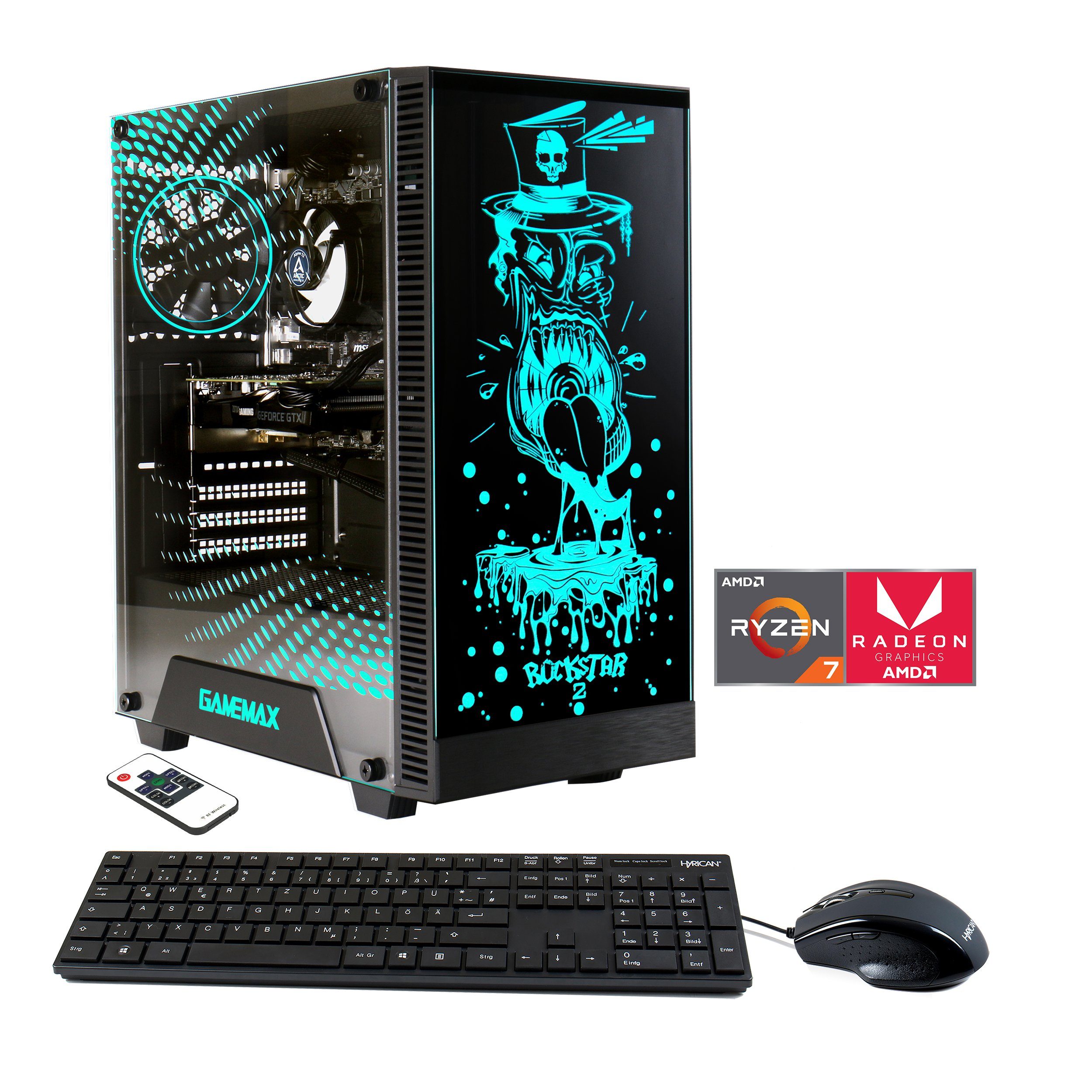 Hyrican Rockstar 6737 Gaming-PC (AMD Ryzen 7 5700G, Radeon Graphics, 16 GB RAM, 2000 GB SSD, Luftkühlung, Windows 11)