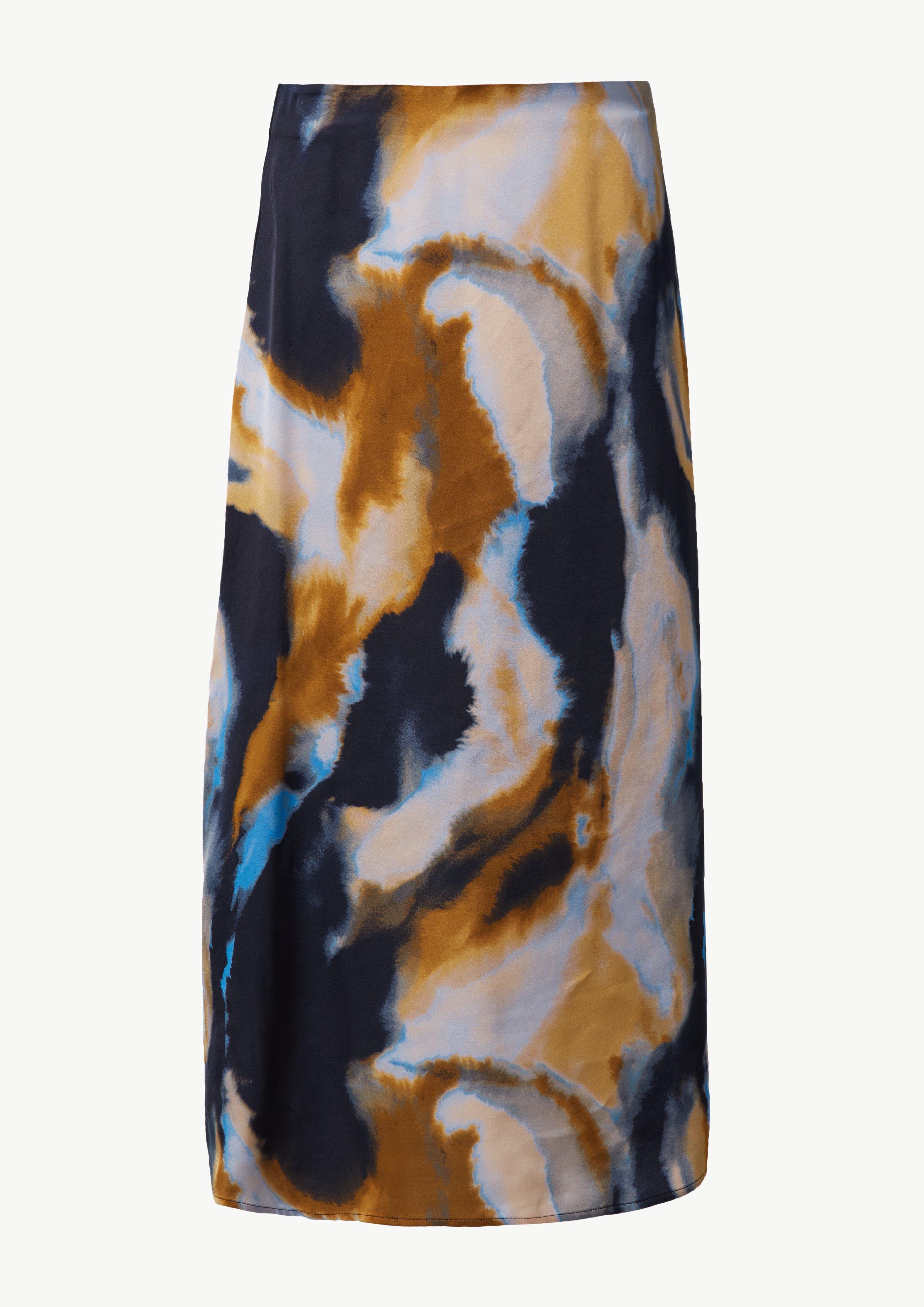 Satinrock mit All-over-Print - royalblau