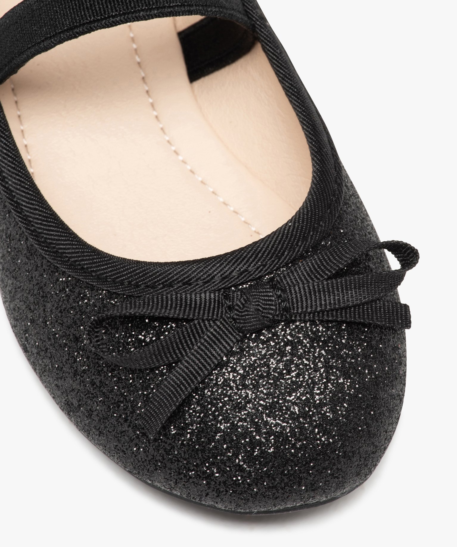 Ballerines fille à paillettes avec bride élastiquée noir | GEMO