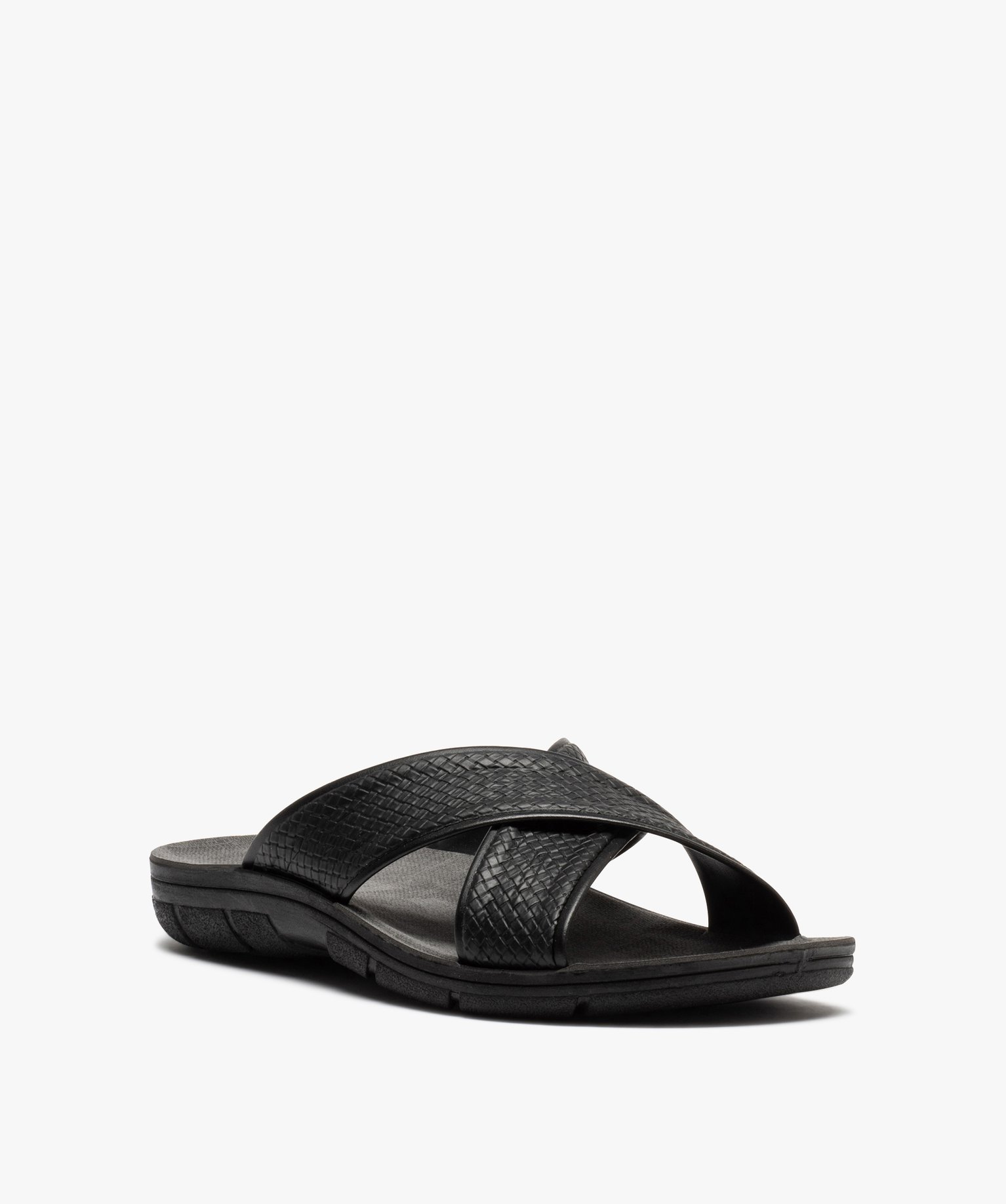Mules homme confort à brides effet tressé noir | GEMO