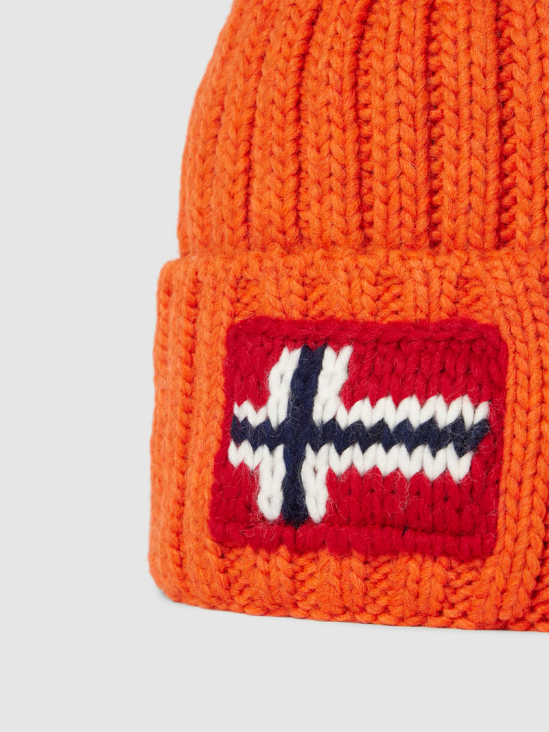 Wollmütze mit Label-Stitching Modell 'SEMIURY' in orange