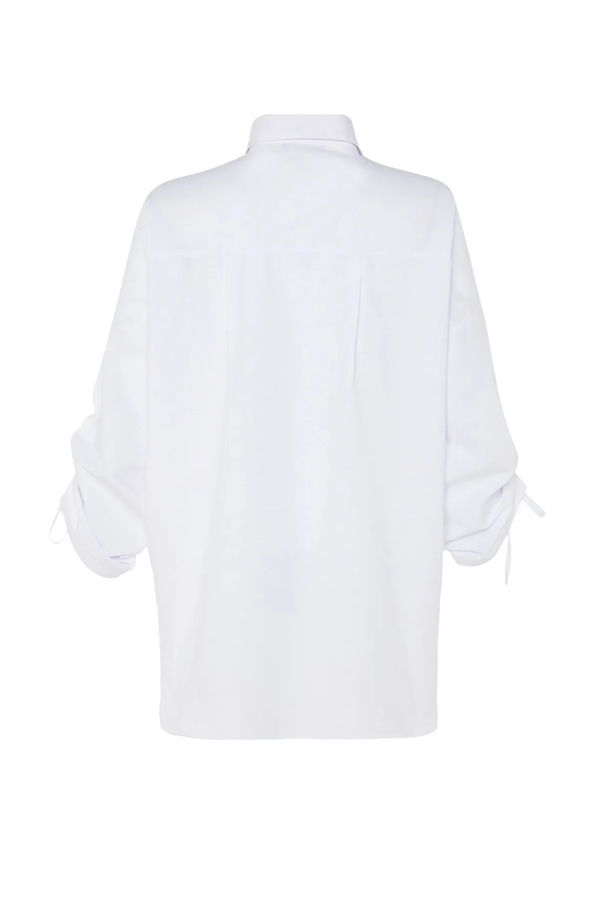 Trendyol Modest  Weißes Hemd aus gewebter Baumwolle mit verstellbaren Ärmeln und Kordelzugdetail TCTSS23TG00011