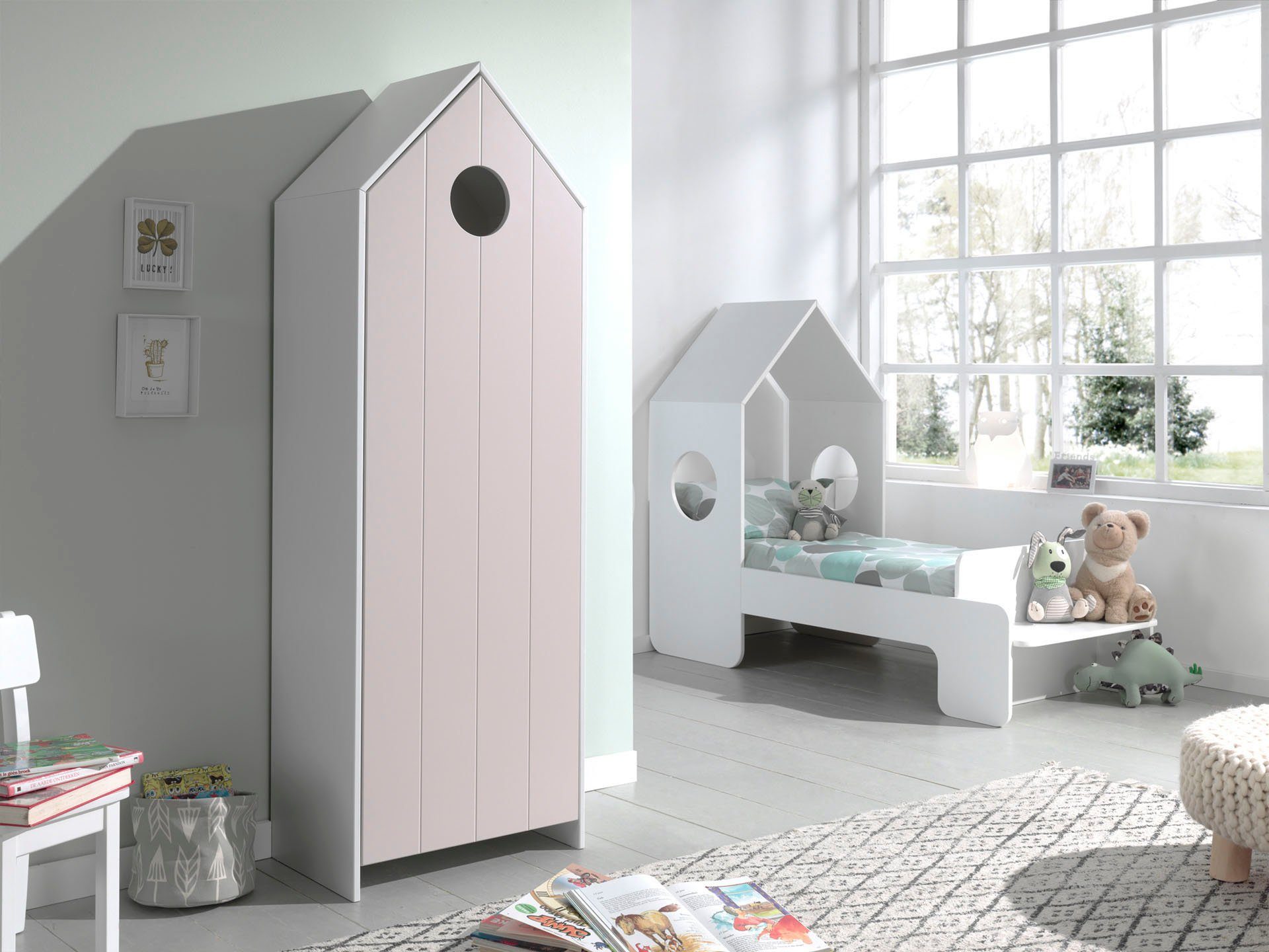 Vipack Jugendzimmer-Set Casami, (Set, 2-St., Hausbett, Schrank), Bett in 2 Breiten