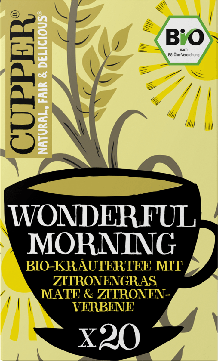 Kräutertee \Wonderful Morning\ mit Mate, Zitronengras, Zitronenverbene (20 Beutel), 35 g