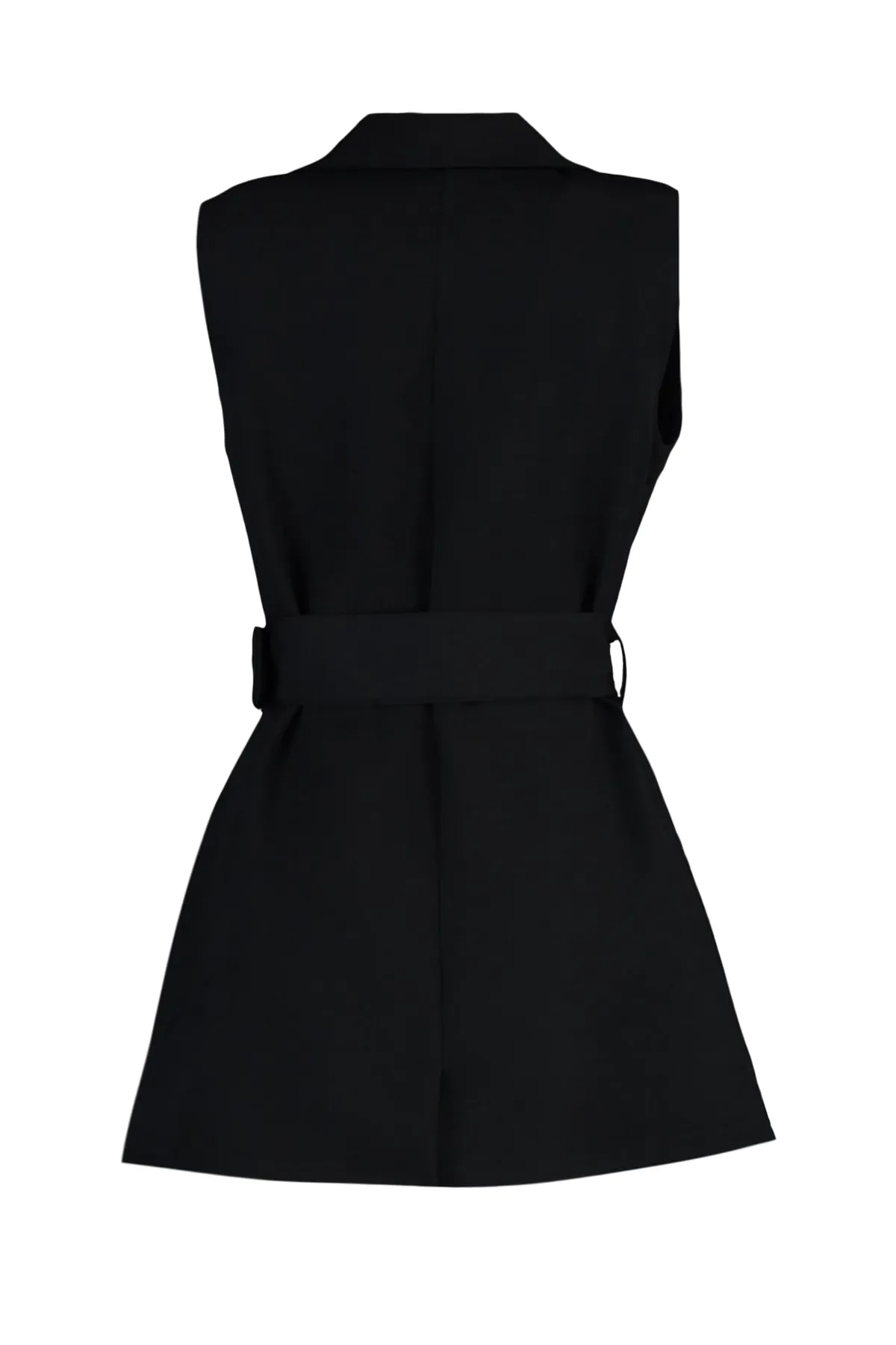 Trendyol Modest  Schwarze gewebte Weste mit Jackenkragen und Taillengürtel TCTAW23YL00014