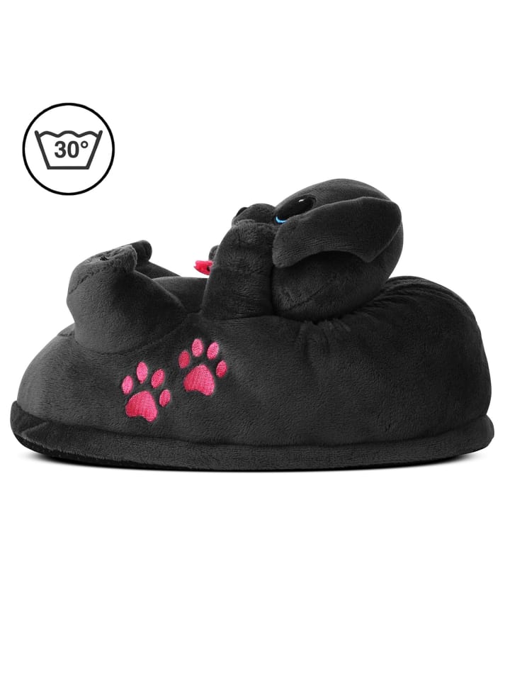 Corimori Plüsch Hausschuhe in Schwarz günstig kaufen 25/34