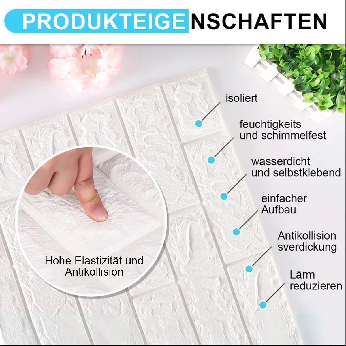 Hikeren Wandsticker Wandtattoo,3D-Wandaufkleber,10PCS selbstklebende Tapete,5mm,35x38.5cm (10 St), elbstklebend, ruckstandslosabziehbar