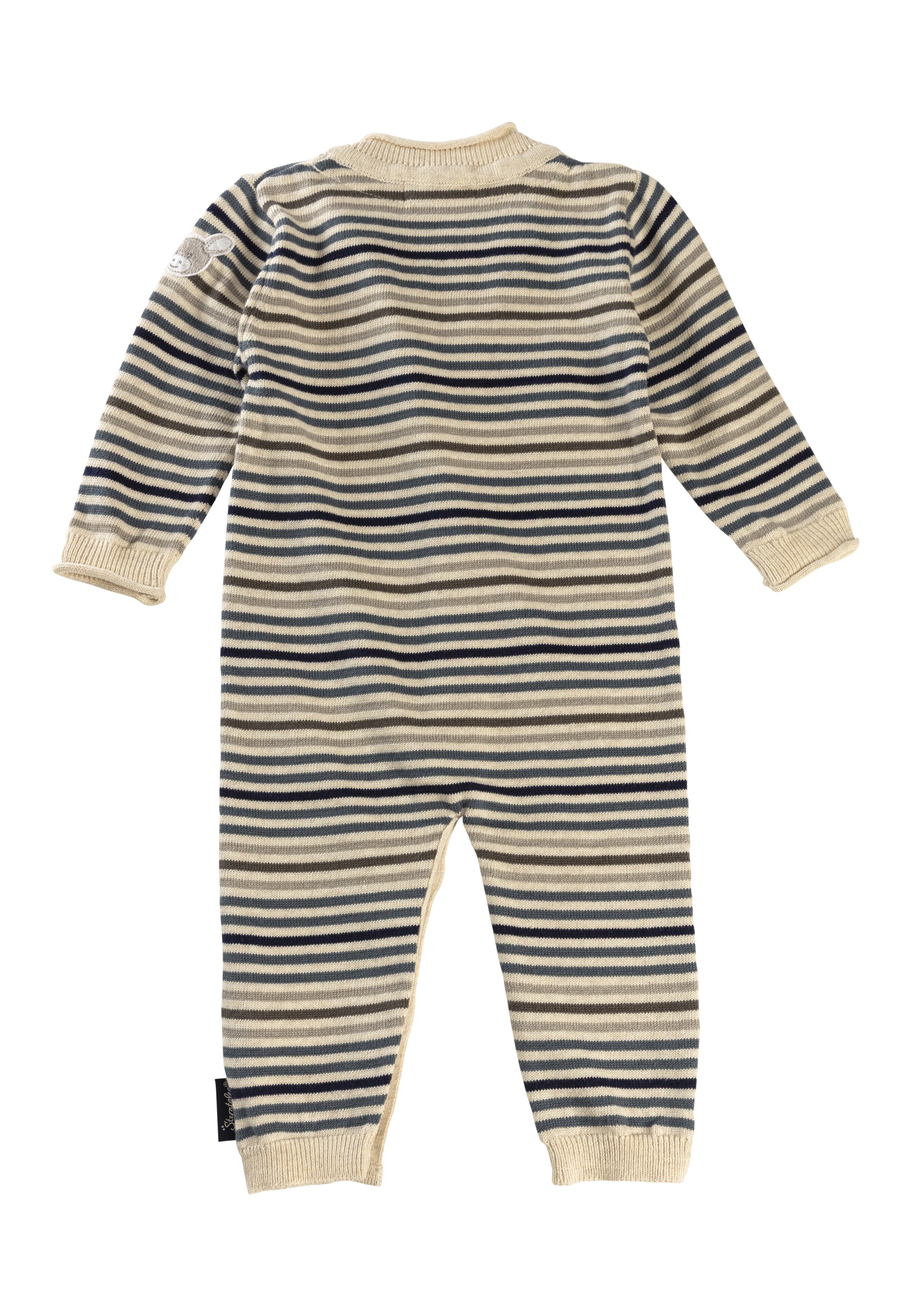 GOTS Strick Baby Strampler Einteiler in Graublau