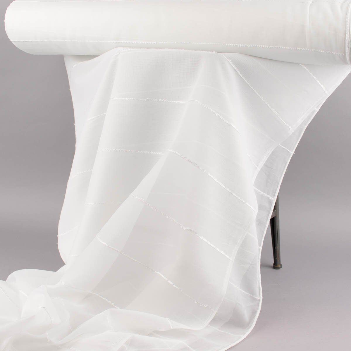 Meterware Gardinenstoff Gardinenstores Effekt-Voile Längsstreifen feinen Franse, SCHÖNER LEBEN., leicht perforiert, mit Bleiband, pflegeleicht