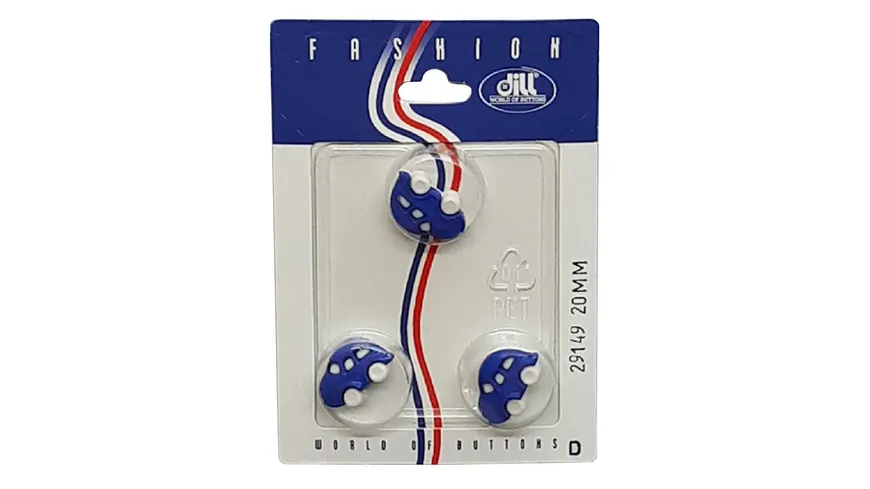 Dill Autoknopf mit Öse Ø 20mm 3er Pack blau