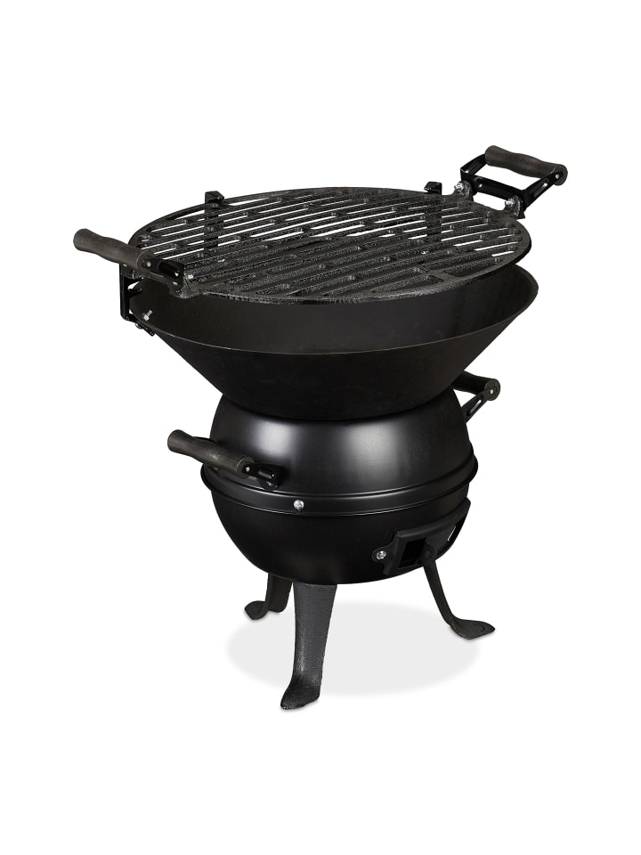 relaxdays Grillfass in Schwarz - Ø 35 cm günstig kaufen onesize