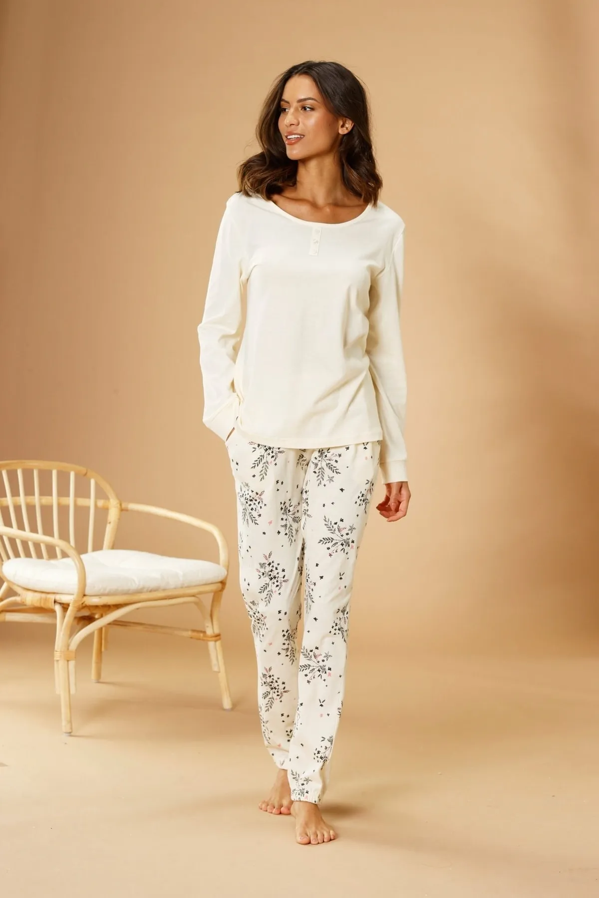 Vivance  Pyjama set - Beige - Unifarben