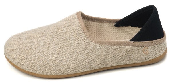 Gottstein ~ Leinen Slipper Slip-On Vegan ~ beige/schwarz