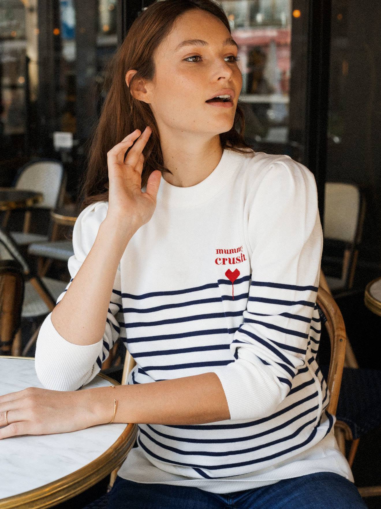 Envie de Fraise Pullover für Schwangerschaft & Stillzeit CESAR ENVIE DE FRAISE, Bio-Baumwolle - blau gestreift