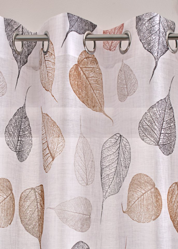 Gardine mit recyceltem Polyester mit Blätter Druck (1er Pack)