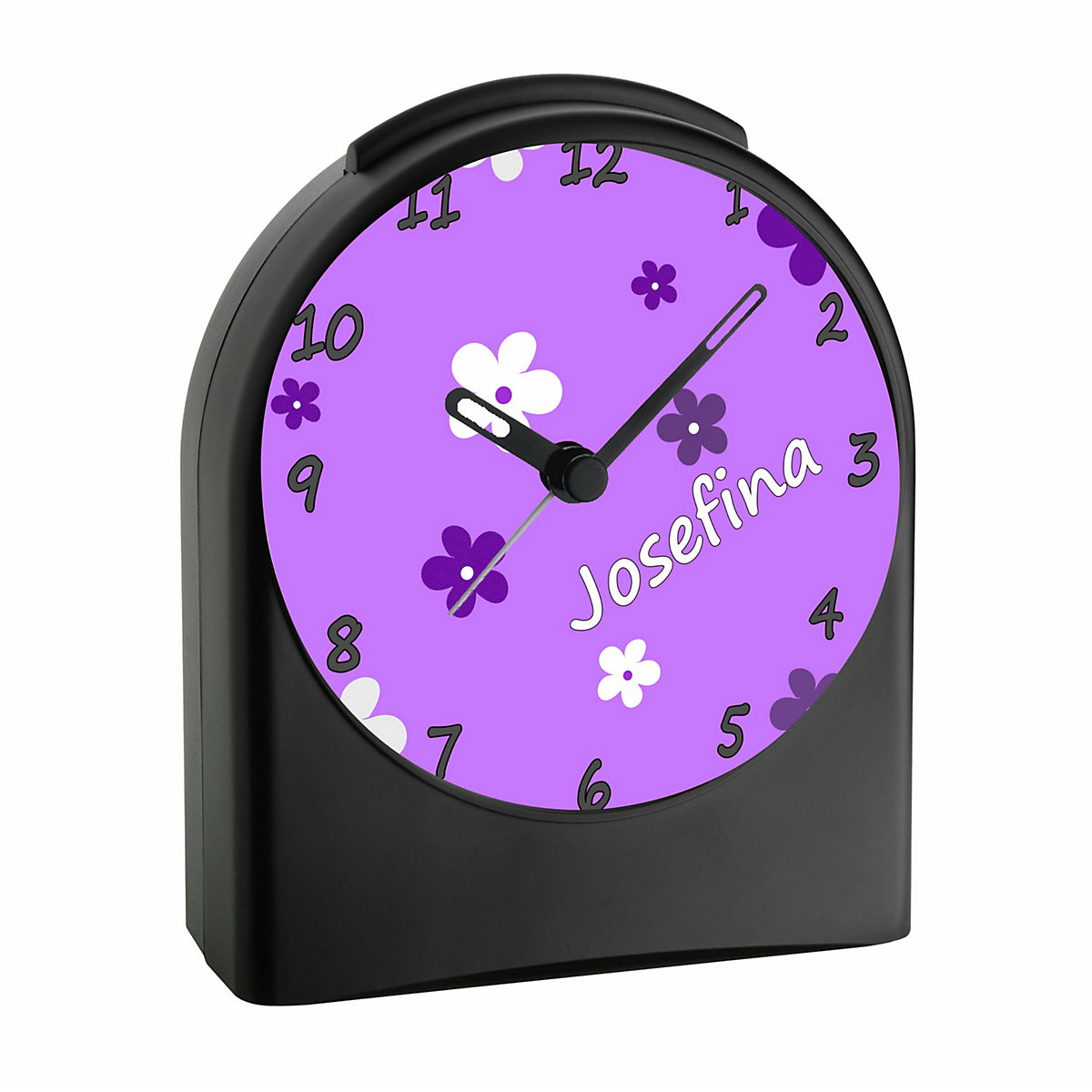 Kinder Funkwecker personalisiert mit Namen Blume Atom-/Funkuhr, 12-Stunden-Anzeigeformat, Schlummerfunktion, Nachtlicht, Geräuschlos/Ohne Ticken
