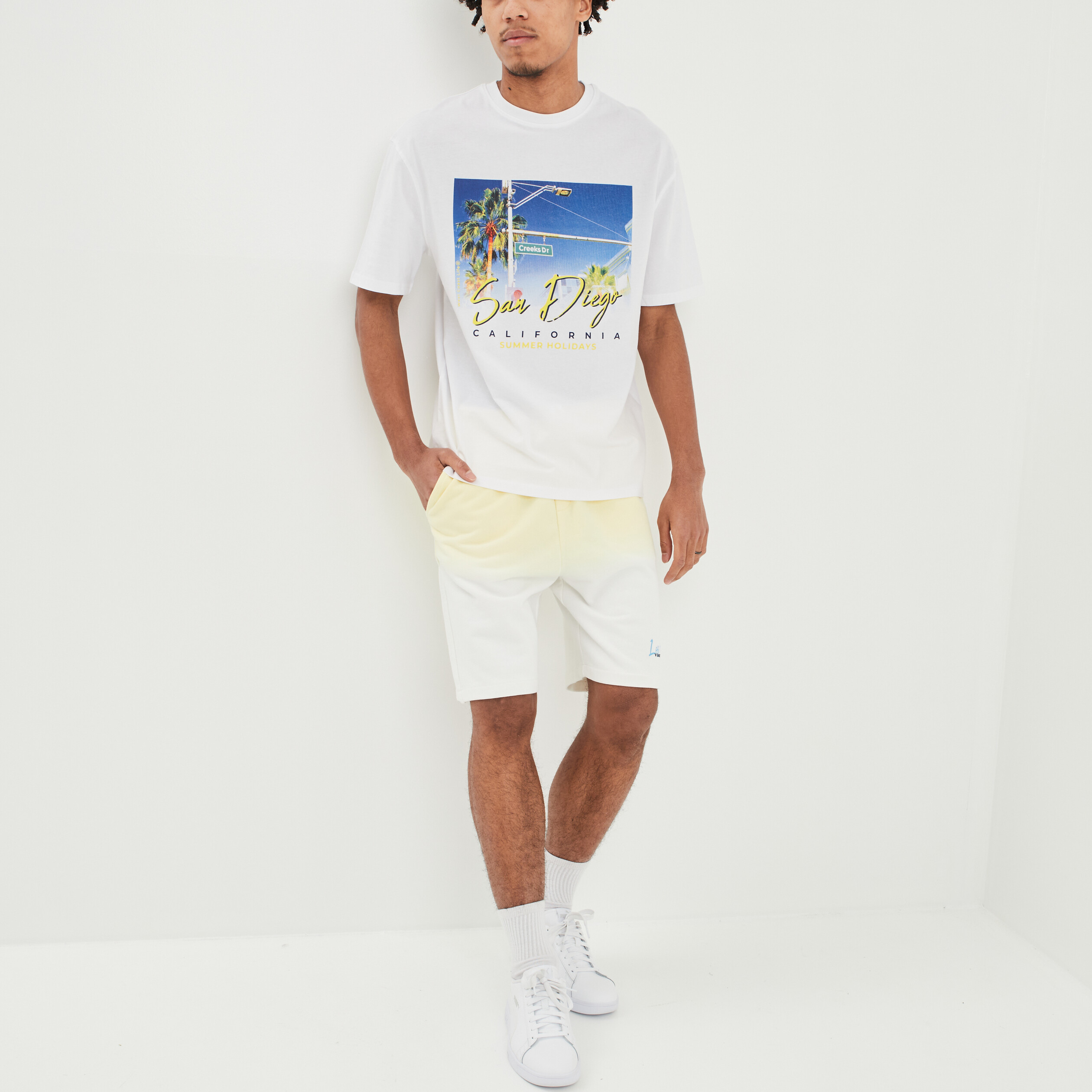 T-shirt oversize manches courtes Creeks blanc homme | La Halle