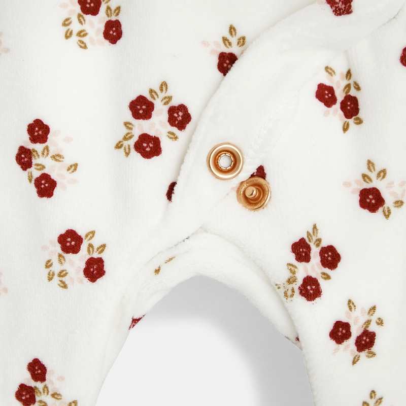 Dors-bien velours fleuri et gilet blanc naissance