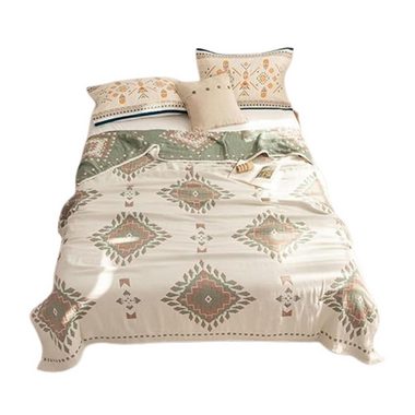 Wohndecke Decke Boho Baumwolle Tagesdecke,Gewebte Kuscheldecke 150×200cm Grün, FELIXLEO