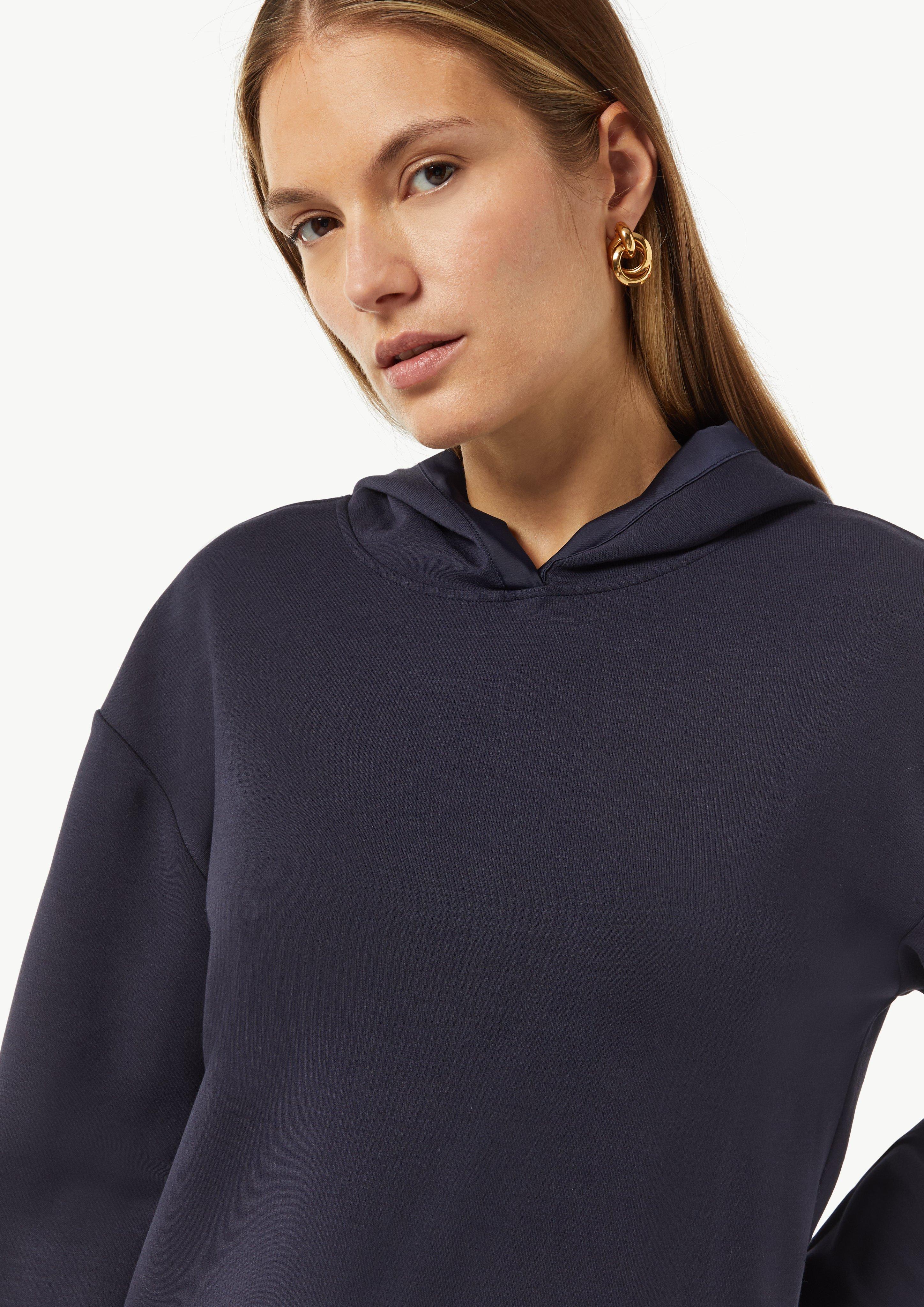 Weiches Kapuzenshirt mit Satin-Details - navy