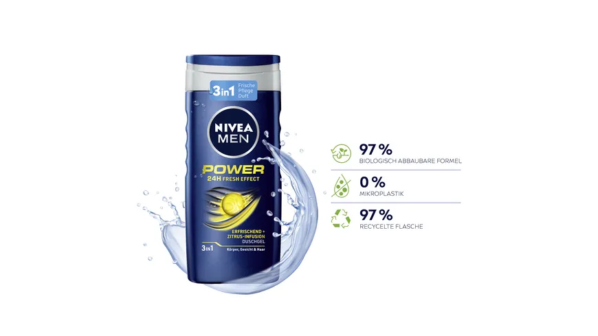 NIVEA MEN Duschgel Power 24H fresh effect 3 in 1 250 ml