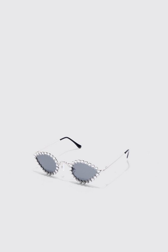 Ovale Strass-Sonnenbrille