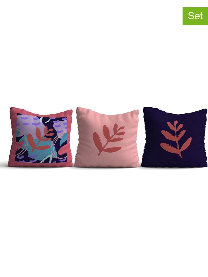 ABERTO DESIGN 3er-Set: Kissenhüllen in Rosa/ Schwarz günstig kaufen 43x43 cm