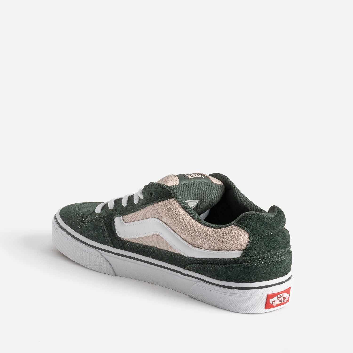 Tennis VANS vert foncé cuir velours mesh beige