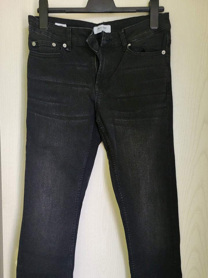 Only&Sons Slim Fit Jeans Basic Hose Stoned Washed Denim Pants ONSLOOM in Schwarz günstig kaufen W29/L34