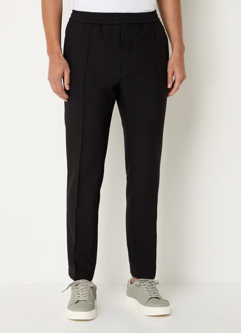 Calvin Klein slim fit trousers with pressed crease and drawstring