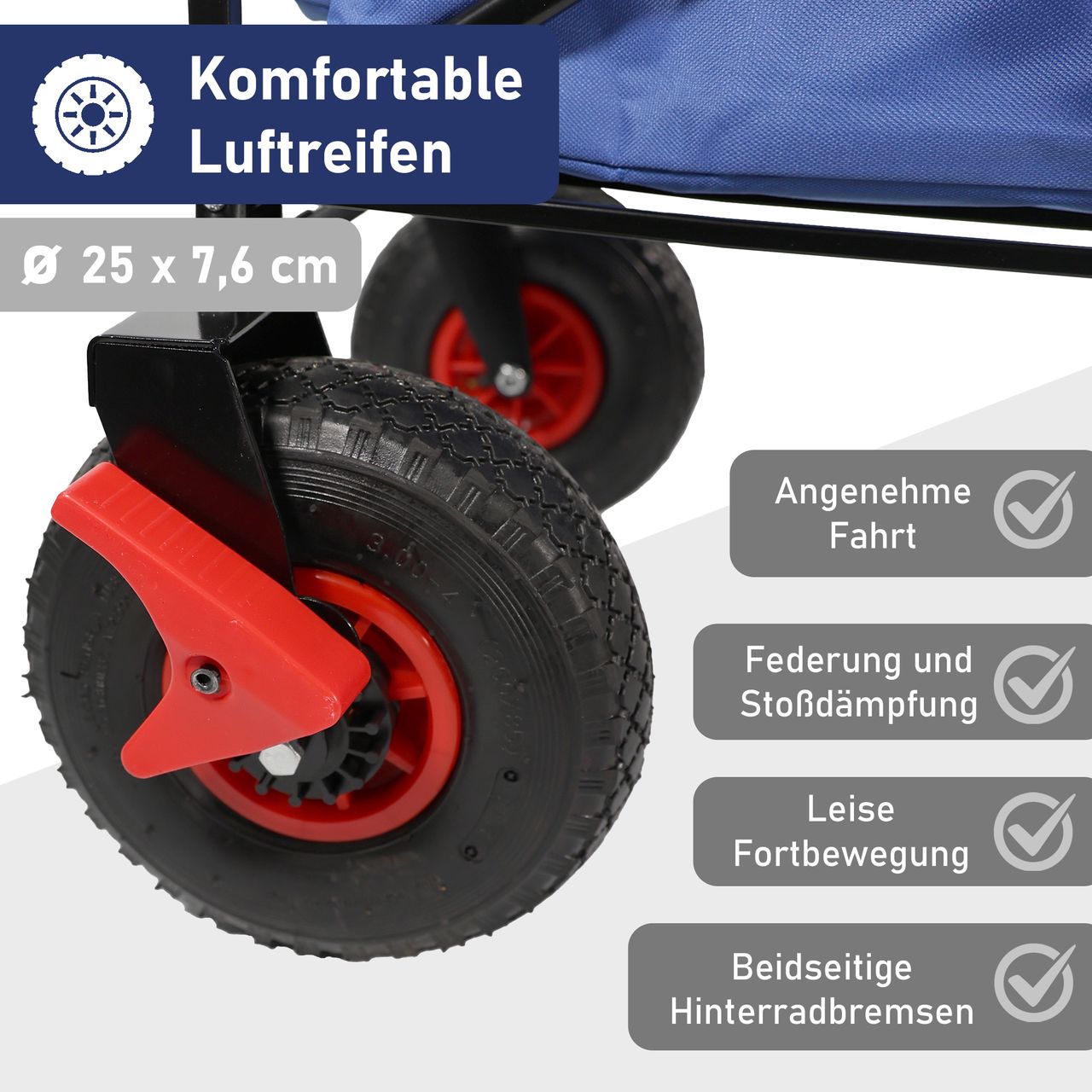 Lemodo Bollerwagen faltbar mit Dach, blau