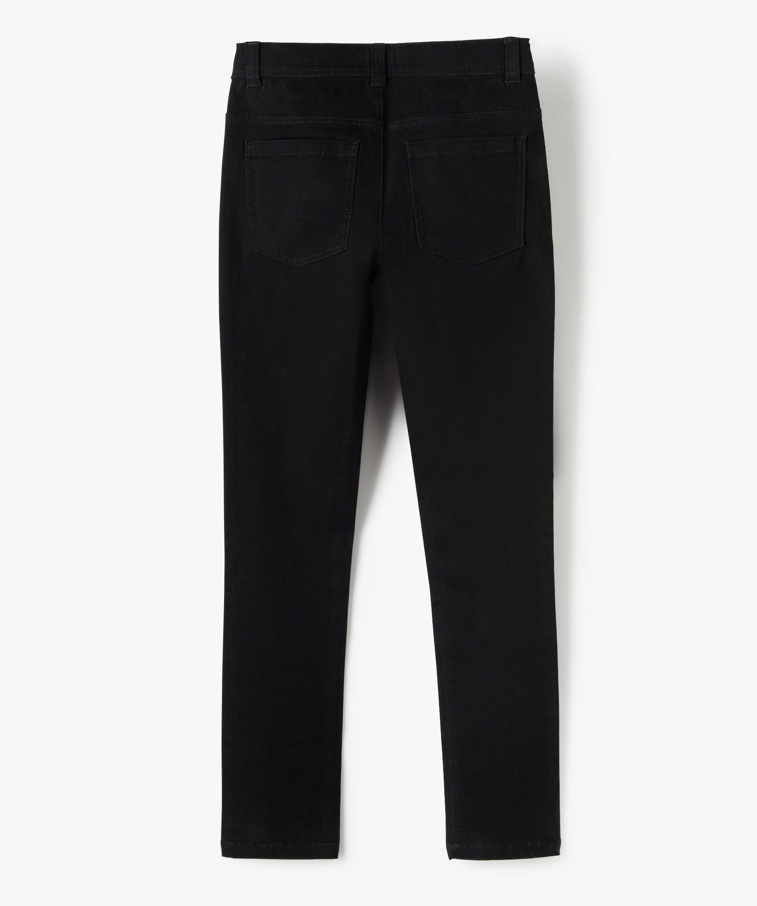Pantalon Garçon coupe skinny en toile extensible noir | GEMO