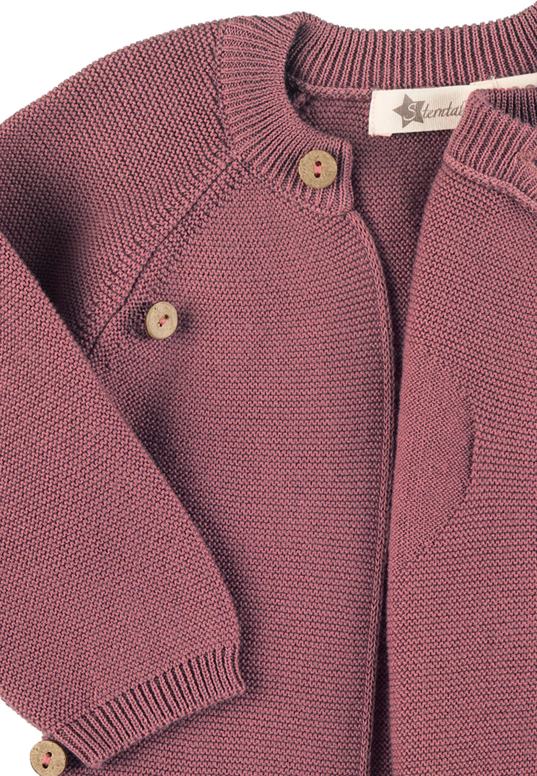 GOTS Strick-Jacke in Flieder oder Rosa mit Motiv