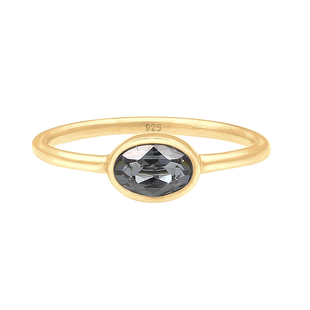 Elli Elli Bague Femmes bande classique avec cristal en argent sterling 925 Bague