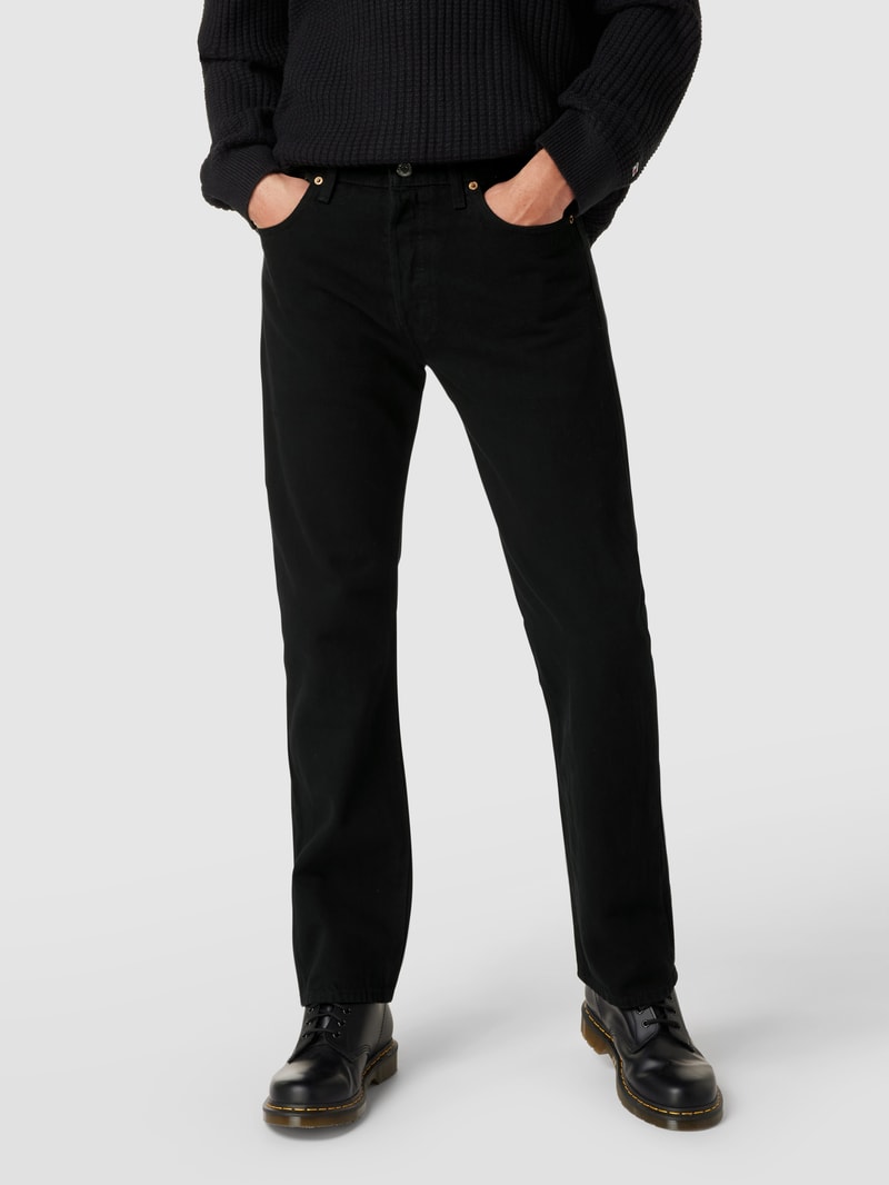 Straight Fit Jeans aus Baumwolle Modell '501™' in schwarz
