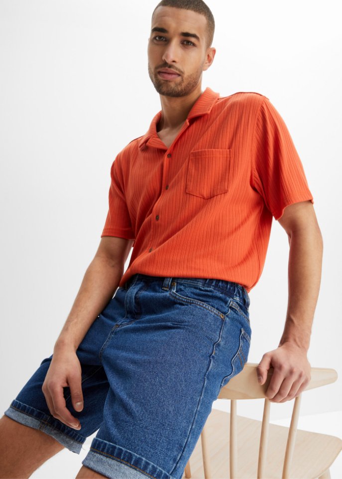 Jeans-Bermuda mit seitlichem Dehnbund, Classic Fit