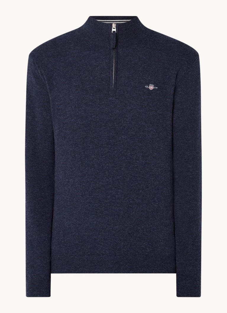 Gant Fine-knit wool pullover with half zip