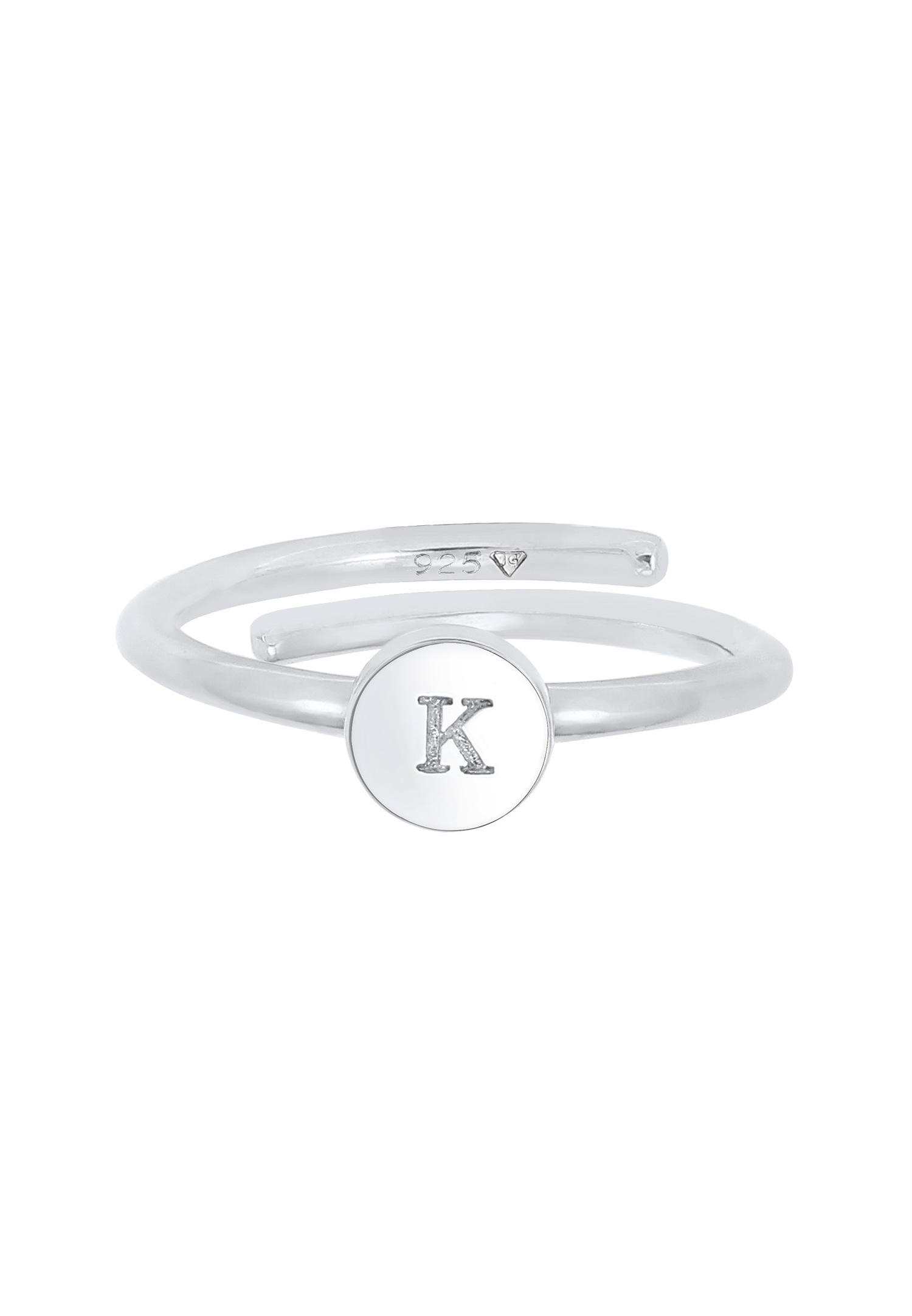 Elli Women's Letter K Basic Minimal Adjustable in 925 Sterling Silver