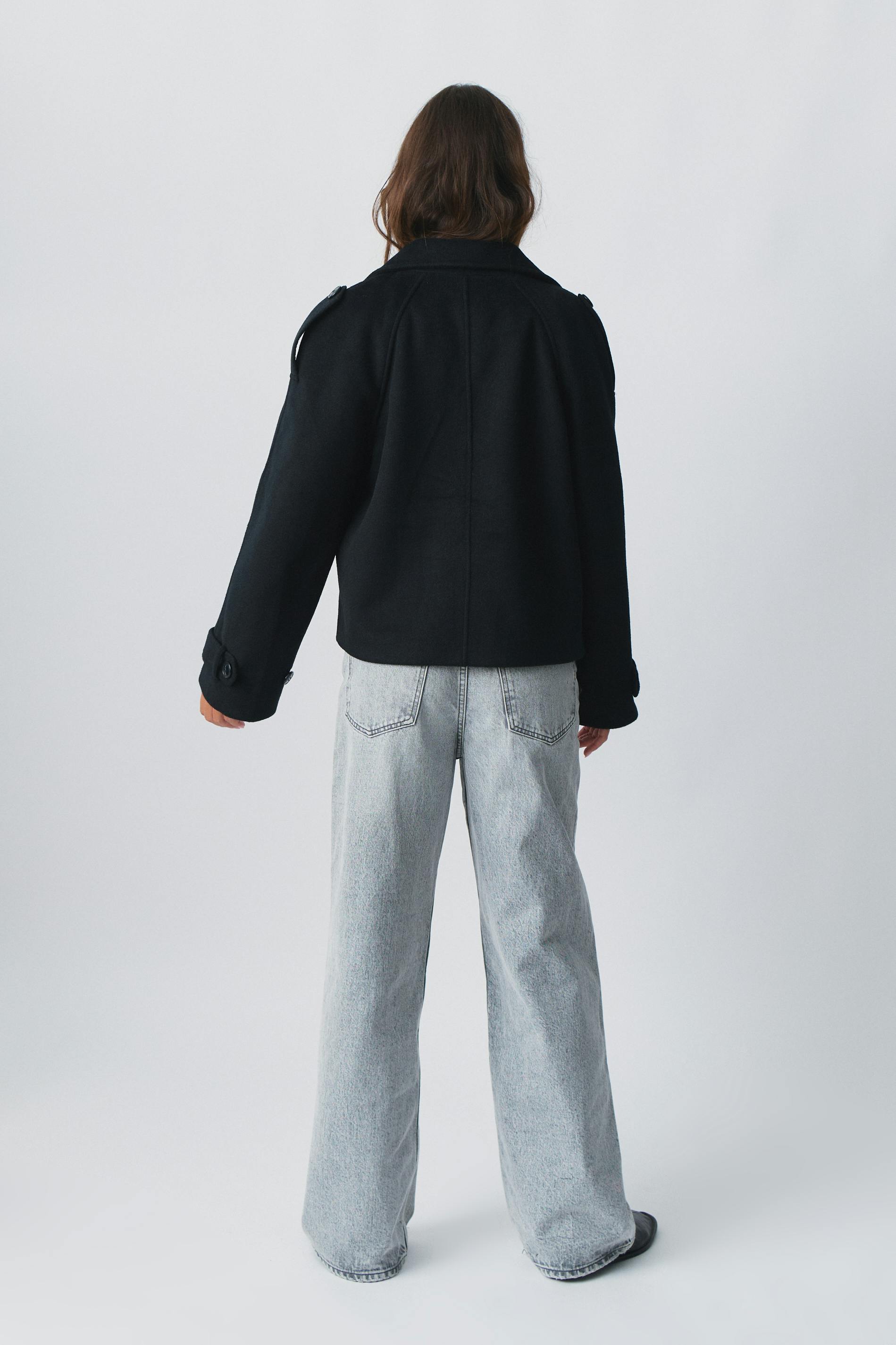 Short felt trench jacket
